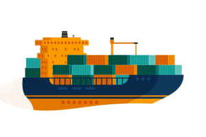 hand drawn container ship