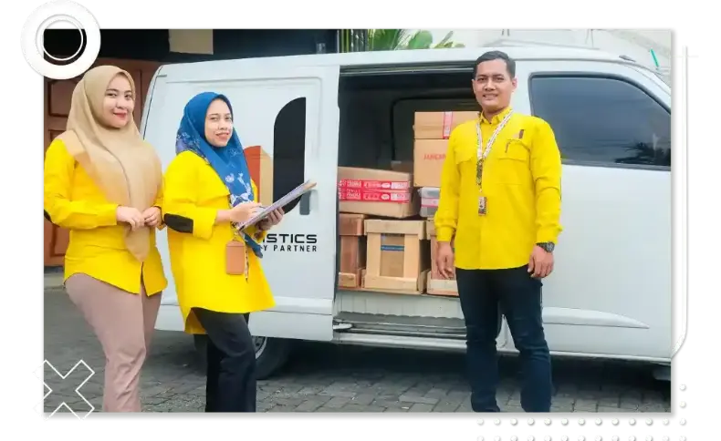 a group of people standing next to a van